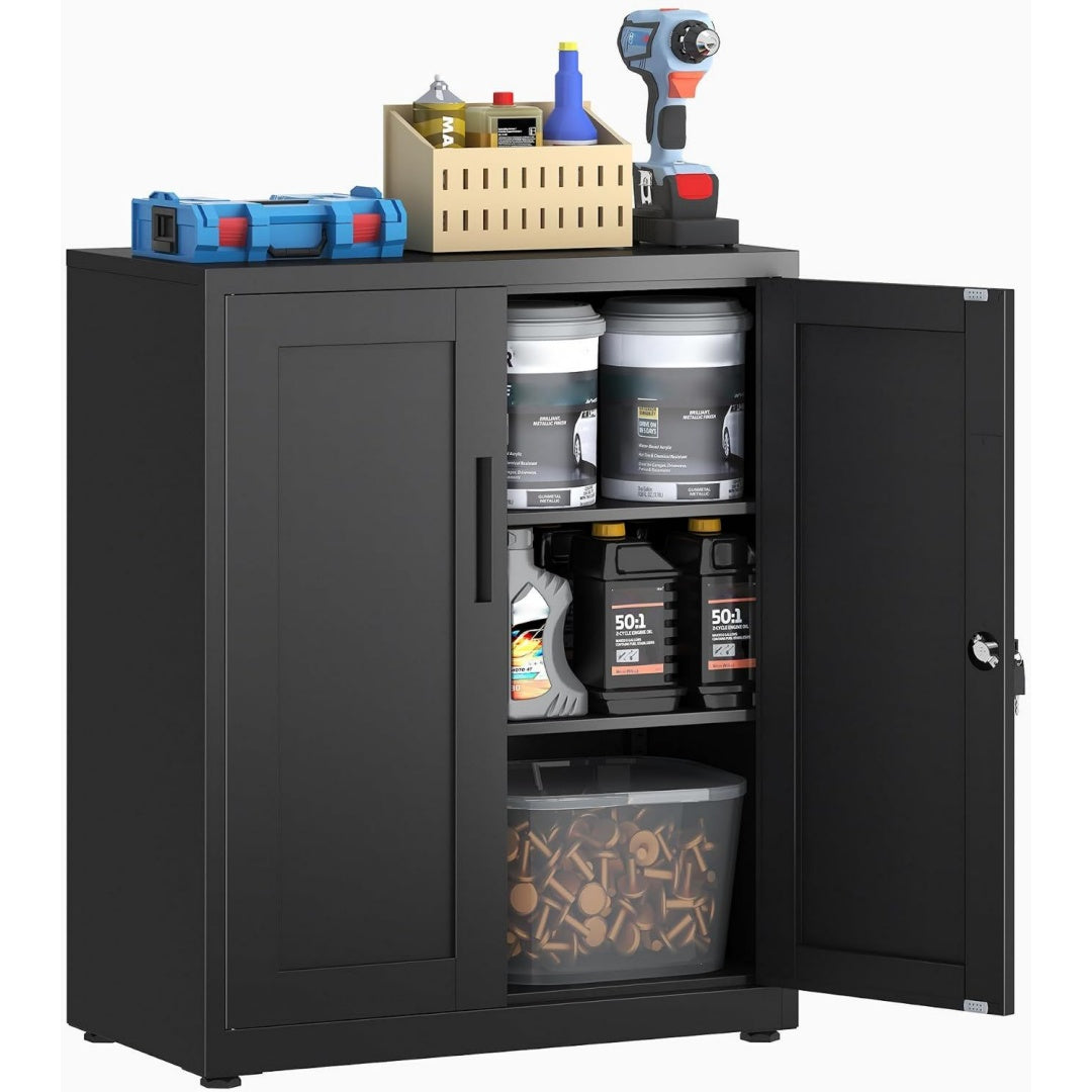 Armoire gris fonce, acier, 40 x 75 x 91.5 cm, rangement intelligent