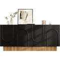 Buffet en bois noir, quatre portes, etageres modulables