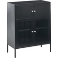 Vitrine de presentation bleu dote de 2 portes et 4 etageres