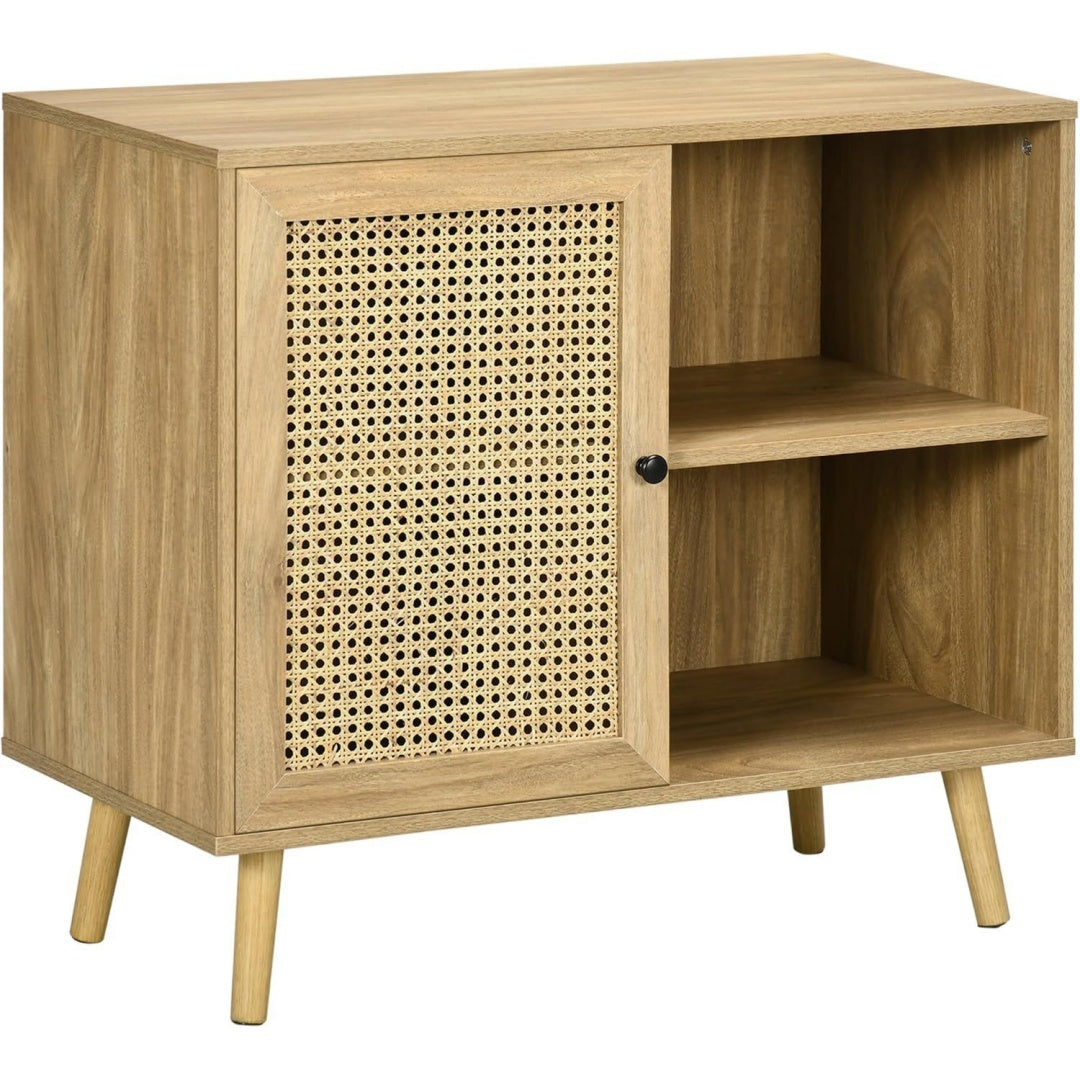 Credence marron portes en rotin, 39 x 80 x 70 cm