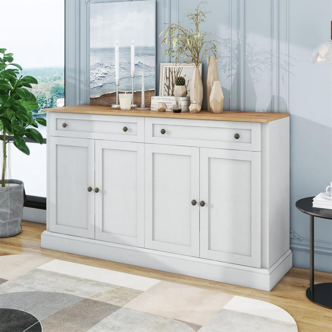 Ambiance Vintage, credence gris clair en bois multifonctionnel