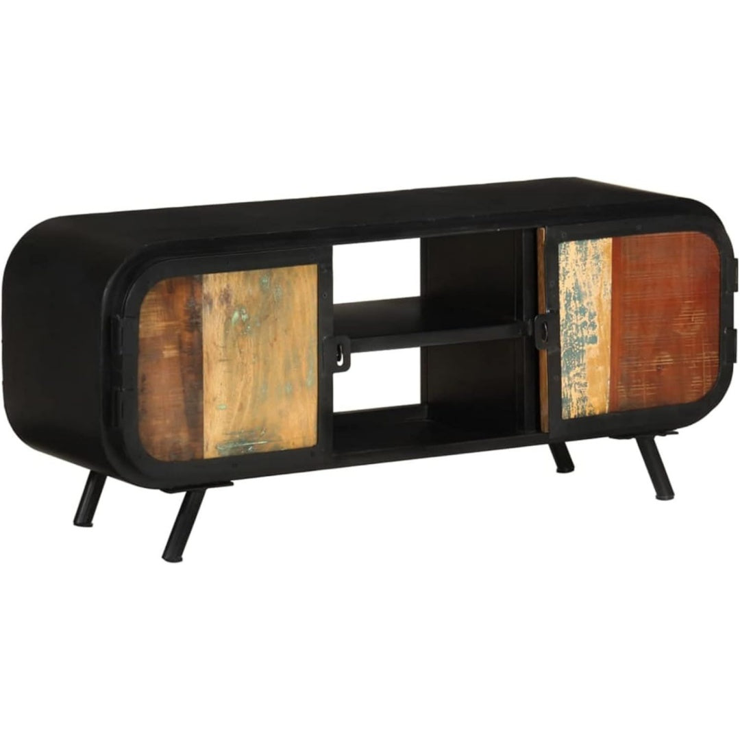 Meuble TV noir, bois, 110 x 30 x 45 cm