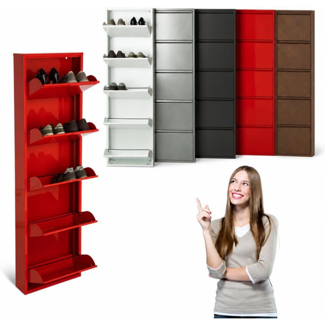 Coffre a tiroirs minimaliste rouge 50 x 15 x 169 cm