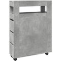 Meuble sur pied design epure, teinte gris, rangement optimise bois d'ingenierie