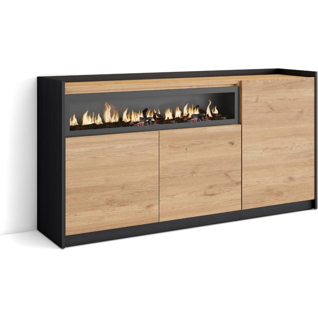Buffet marron muni de 3 portes 156 x 80 x 37 cm