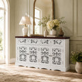 Polyvalent buffet marron en bois massif de chene avec 2 tiroirs