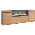 Credence marron 3 etageres de rangement, finition chene design moderne