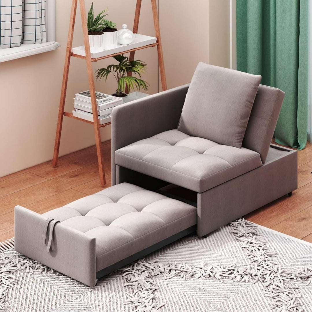 Design moderne fauteuil gris clair rembourre en tissu