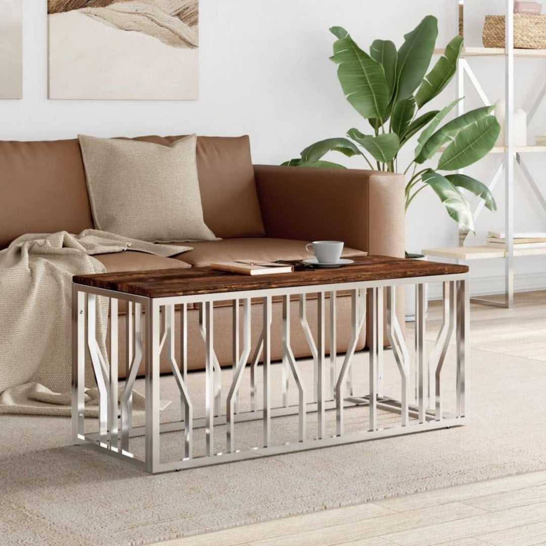 Table basse en bois massif gris clair 110 x 45 x 45 cm
