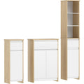 Meuble colonne beige en MDF, style vintage, rangement spacieux
