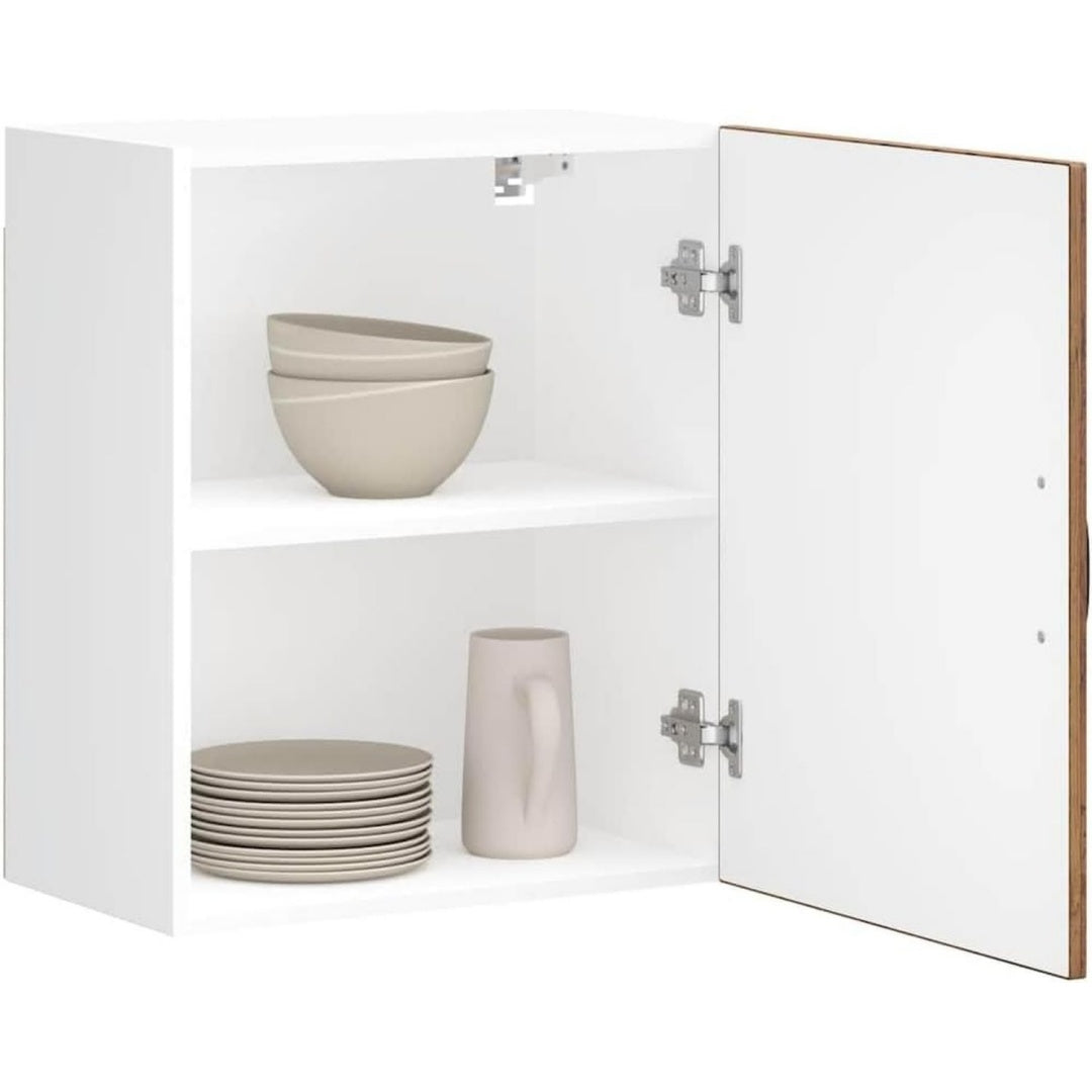 Armoire colonne en hevea, gris clair, contemporain et rangement pratique