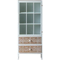 Buffet gris avec des portes vitrees