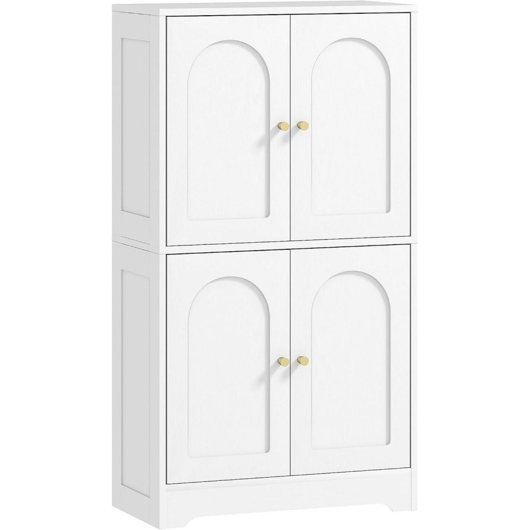Enfilade gris clair etageres reglables a 4 portes bois ingenierie