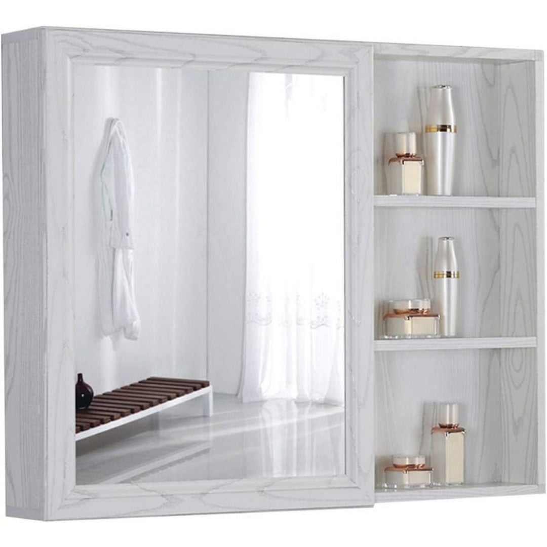 Astuce rangement pour sejour, miroir armoire gris clair