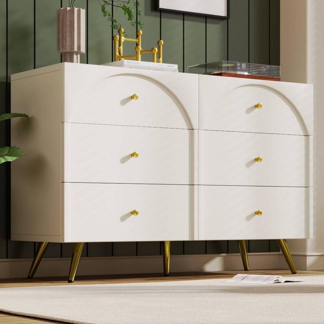 Commode 6 tiroirs avec eclairage LED gris clair