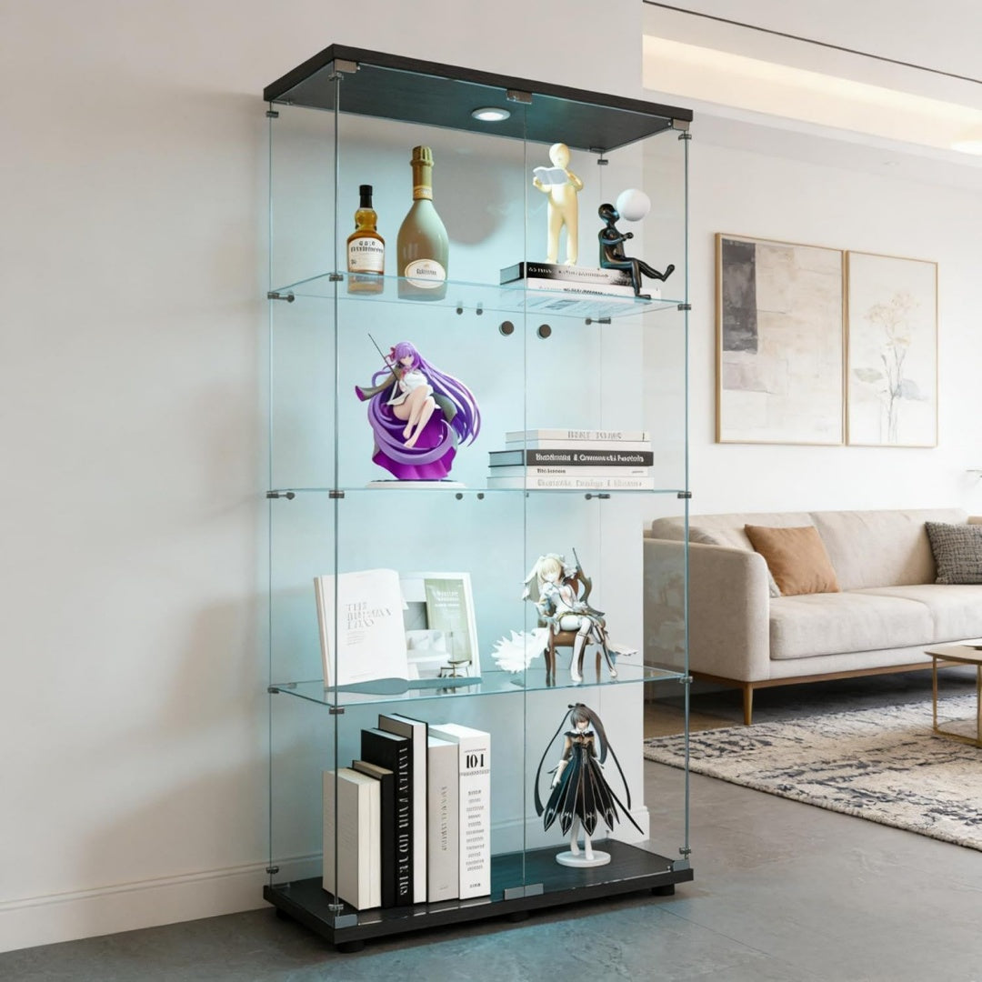 Astuce, Rangez avec ce vitrine gris en verre style vintage