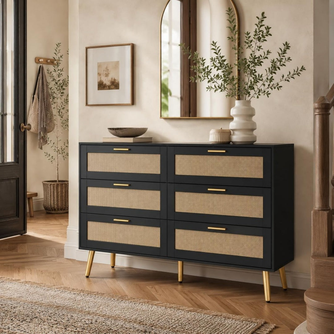 Buffet en rotin, couleur marron