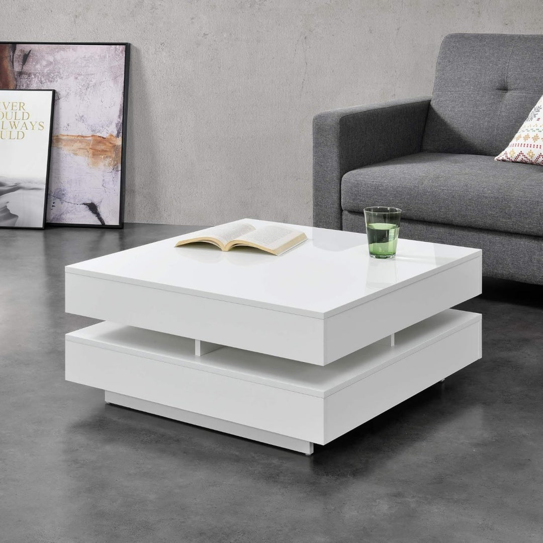 75 x 75 x 36 cm grise table basse rembourre en tissu