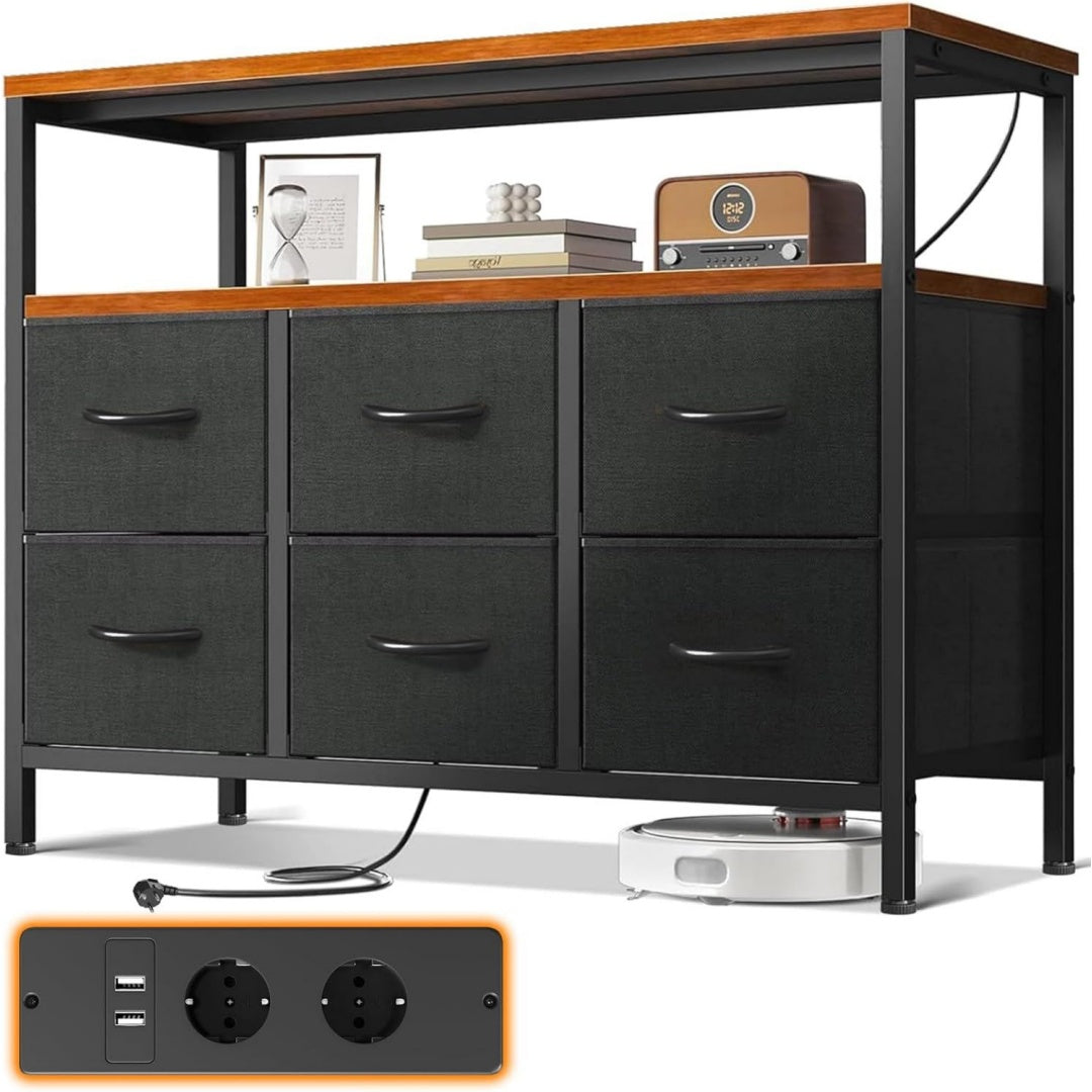 Coffre a tiroirs gris fonce vintage