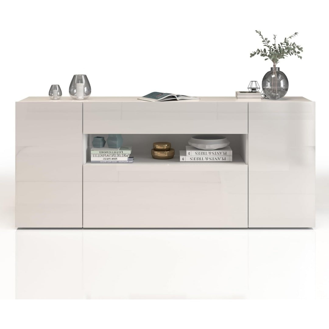 Bahut gris clair style moderne, 1 tiroir 2 portes