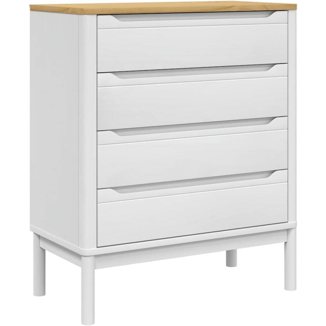 Commode gris clair 4 tiroirs rustique