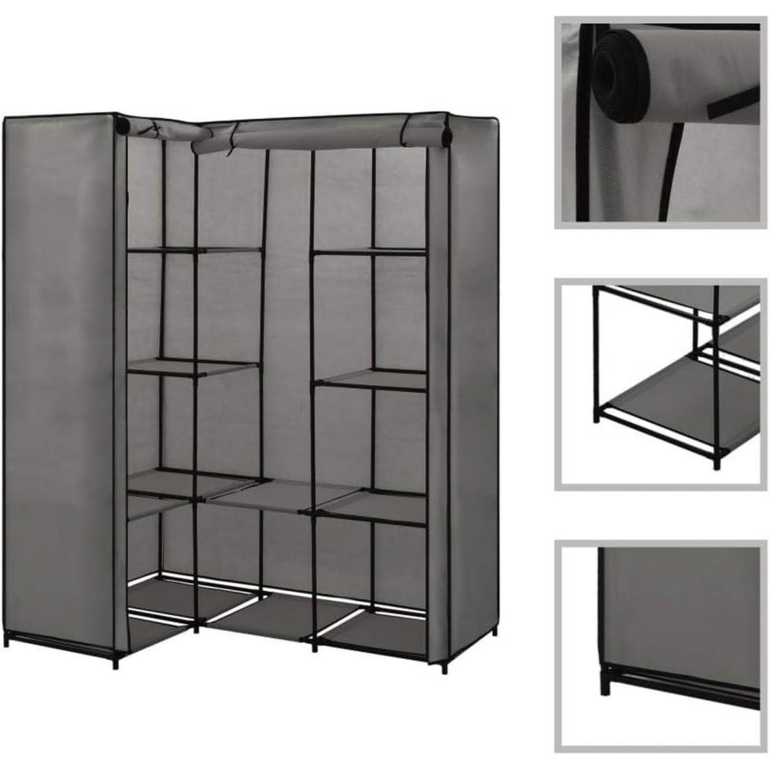 130 x 87 x 169 cm, armoire gris fonce en metal